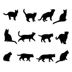 Naklejka na meble Isolated Cats on the white background. Cats silhouettes. Vector EPS 10.