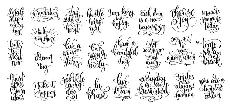 set of 25 hand lettering motivation and inspiration positive quote