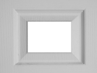 wooden picture frame isolated on white background, copy space.