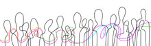 Connect The People Concept, Crowd Of People Connected With Colored Lines, Communication Creative Contemporary Idea,