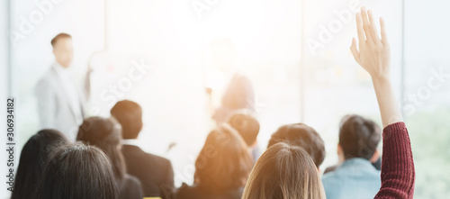 Fotomural Asian Business,Event training Seminar Education Class, Meeting Room Conference With Team in Office Corporate, Young new Business Creative Asian Workshop Communication for Development, human resources