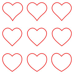 Poster - Set red heart shape outline stroke icon vector set heart shape stroke outline, love sign symbol for Valentine Day