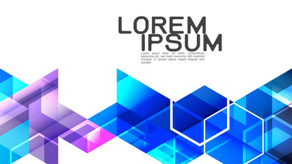Fototapete - Abstract gradient blue mixed geometric template and modern overlapping on white background with space for text on top. Vector illustration