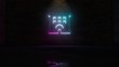 © Destrosvet - 3D rendering of blue violet neon symbol of hotel icon on brick wall