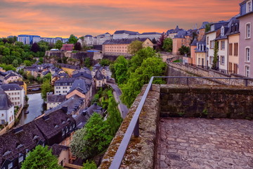 Wall Mural - Old Town and Corniche in Luxembourg City