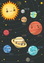 Wall Mural - set of universe, the colorful solar system. planet and space element on universe background. vector 