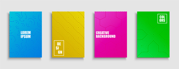 Abstract colorful creative striped posters, templates, placards, brochures, banners, backgrounds, flyers and etc. Bright gradient covers for your ideas. Geometric digital design