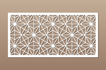 decorative card for cutting. recurring linear geometric mosaic pattern. laser cut. ratio 1:2. vector