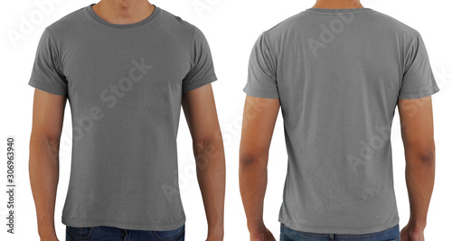 Cuadros en Lienzo Grayblank copy space t-shirt on a man body template on white background