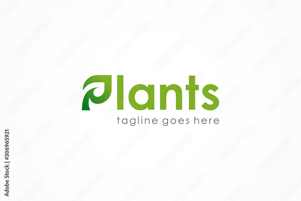 Logo Vector Letter P Leaf Icon. Green Nature Ecology Symbol. Flat ...