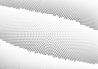 Abstract halftone wave dotted background. Halftone twisted grunge pattern, dot, circle.  Vector modern optical halftone pop art texture for poster, business card, cover, label mock-up, sticker layout