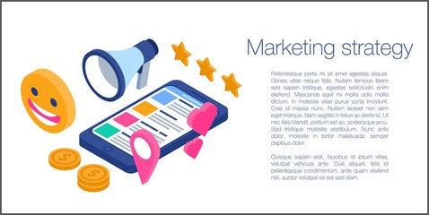 Poster - Marketing strategy concept banner. Isometric illustration of marketing strategy vector concept banner for web design