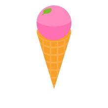 Pink Ice Cream Mint Icon. Isometric Of Pink Ice Cream Mint Vector Icon For Web Design Isolated On White Background