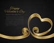 © Виктория Суханова - Heart from golden shiny ribbon valentines day greeting card background vector illustration