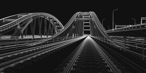 Wall Mural - the bim model of the railway bridges of wireframe view