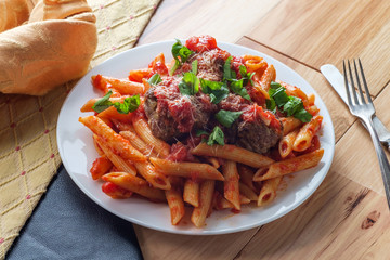 Wall Mural - Penne Sugo all'arrabbiata Meatballs