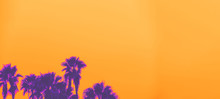 Beautiful Sunset Of Los Angeles Palm Trees Synth Wave Style