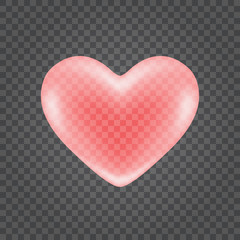 Wall Mural - Red shiny heart shape isolated on transparency background vector illustration