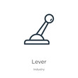 Lever icon. Thin linear lever outline icon isolated on white background from industry collection. Line vector lever sign, symbol for web and mobile