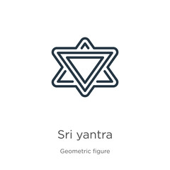 Wall Mural - Sri yantra icon. Thin linear sri yantra outline icon isolated on white background from geometry collection. Line vector sri yantra sign, symbol for web and mobile