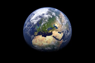 earth in deep space - 3d illustration of the earth with clouds