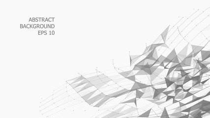 Poster - Abstract white background with connecting dots and lines. Network connection structure. Plexus effect. Vector Illustration.
