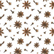 Dried clove and star anise white seamless pattern
