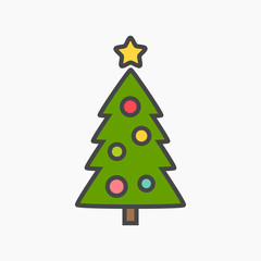 Canvas Print - christmas tree flat design icon.