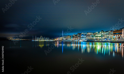 View of Christmas Oslo in the night, Norway Wallpaper Mural