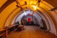 Dark Abandoned Soviet Bunker, Echo Of Cold War