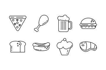 Wall Mural - bundle of nutritive food set icons