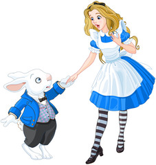 Poster - Alice Meets a White Rabbit