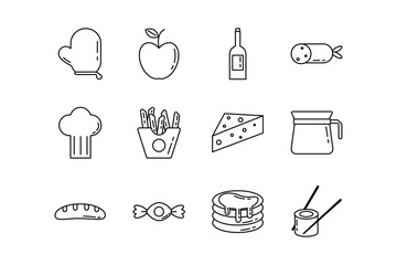 Wall Mural - bundle of nutritive food set icons