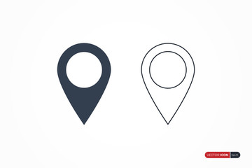 Poster - Map Location Icon isolated on white background. Flat Vector Icon Design Template Element