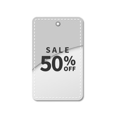 Poster - Paper label template design with falling shadow. Vector realistic mockup. Ready sale shopping tag label design for use in print.