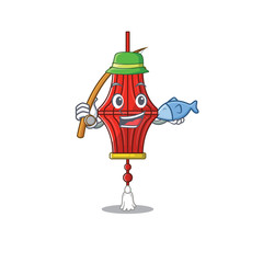 Poster - Cartoon character of funny Fishing chinese paper lanterns design