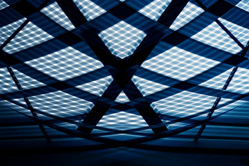Poster - Modern architecture with hi-tech glass ceiling made of transparent grid panels. Rouof fragments. Abstract geometric backgrond with curved irregular pattern.