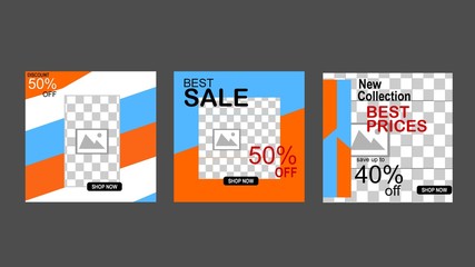 Wall Mural - Set of editable square banner for adversiter template. Editable banner for social media post, web and internet.