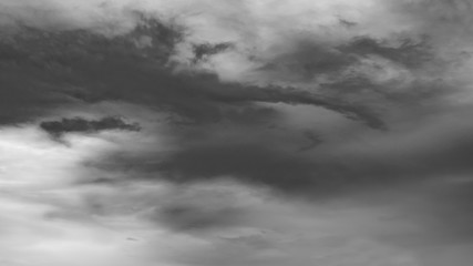 Wall Mural - dark or black and white clouds on the sky before storm raining.