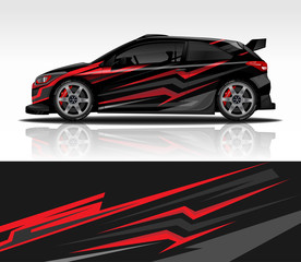 Car wrap decal design vector, for advertising or custom livery WRC style, race rally car vehicle sticker and tinting.