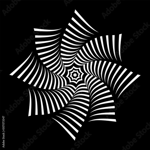 Rotation of striped design element. Lines pattern.