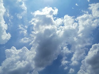 Blue sky with cloud. Clearing day in the morning.