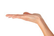 Leinwandbild Motiv Closeup shot of female hand isolated on white background