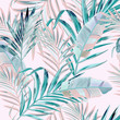 Fashion vector floral pattern with tropical palm leaves