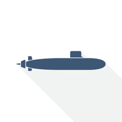 Poster - submarine vector icon, navy, boat, ship, army concept flat design illustration
