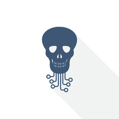 Poster - hack vector icon, virus, circuit, skull, hacker concept flat design illustration in eps 10 with empty copy space