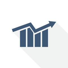 Poster - graph vector icon, arrow, growth, business concept flat design illustration in eps 10 with empty copy space