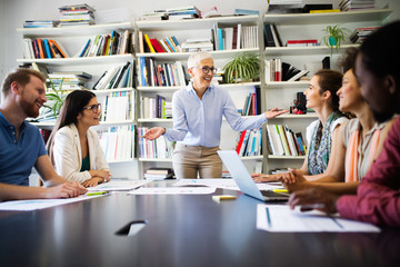 Successful group of business people at work in office