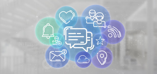 Poster - Cloud of social media network icon