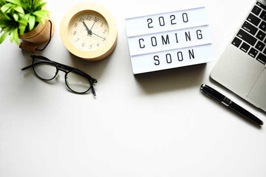 2020 coming soon Business Concept,Top view